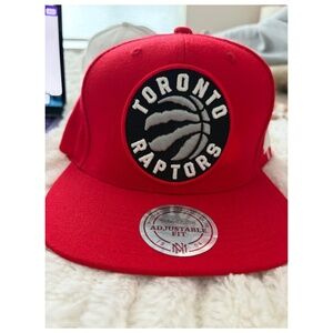 Red Toronto Raptors Hat – Black Circle Logo – Adjustable Snapback